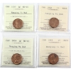 Image 1 : 1-cent 1957 Hanging 7, 1958 Hanging 8, 1959 Hanging 9, 1963 Hanging 3 ICCS MS65 Red. 4pcs 