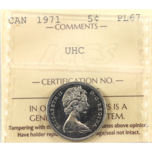 5-cent 1971 ICCS PL67 Ultra Heavy Cameo