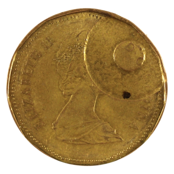 ERROR Loon $1 1987 Struck Through with Foreign Object