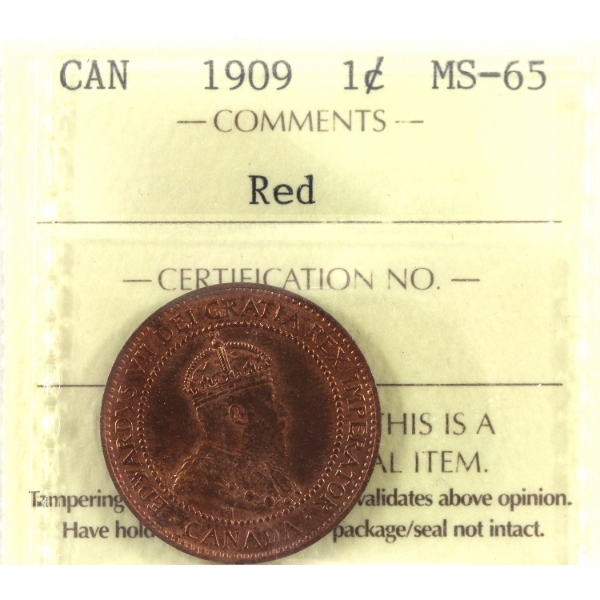 1-cent 1909 ICCS MS65 Red