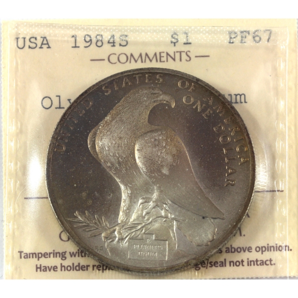 USA Silver 1984S Olympic Coliseum Commemorative Dollar ICCS PF67 UHC