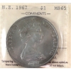 Image 1 : New Zealand 1967 $1 ICCS MS65 KM-38.1