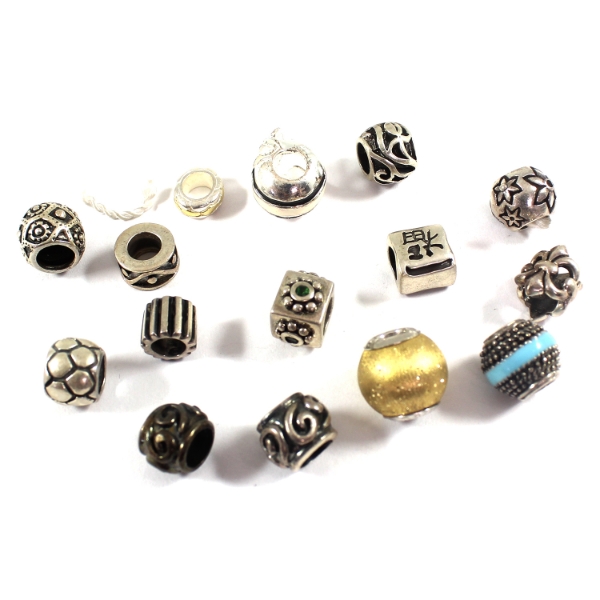 Bulk Lot of Replica Pandora Charms w/ Detailed Pattern Designs. 15pcs