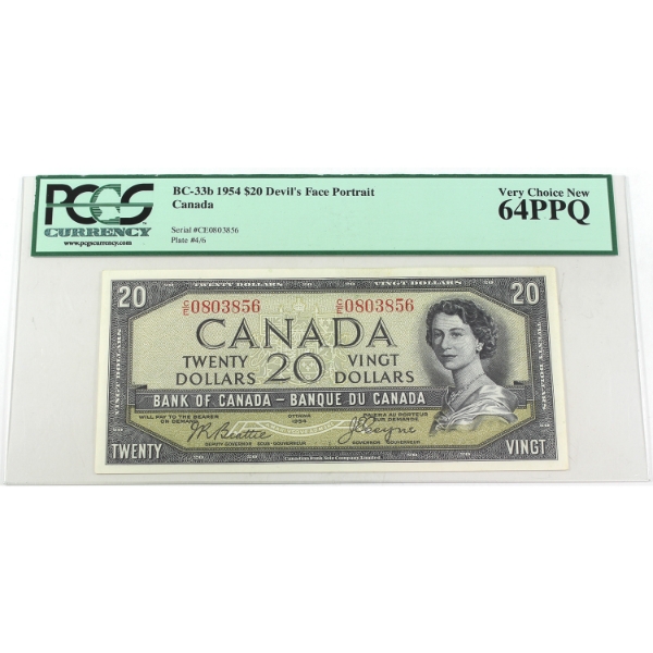 BC-33b 1954 $20 Devil's Face PCGS CUNC64 PPQ Beattie-Coyne SN: C/E0803856