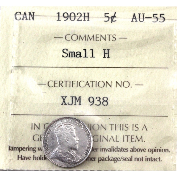 5-cent 1902H Small H ICCS AU55