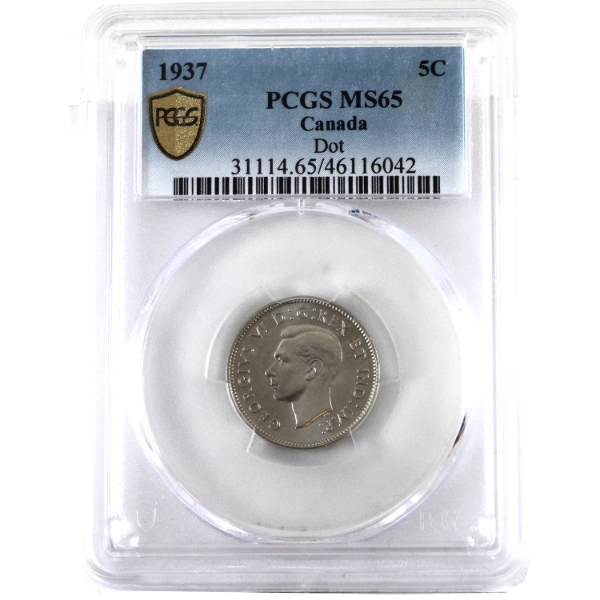 5-cent 1937 Dot PCGS MS65 