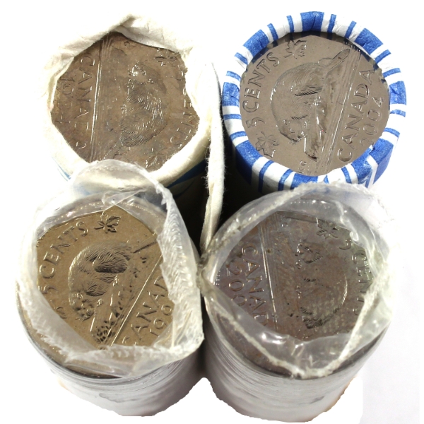 1984-2004 5-cent Rolls of 40pcs. 4 Rolls.