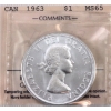 Image 1 : Silver $1 1963 ICCS MS65