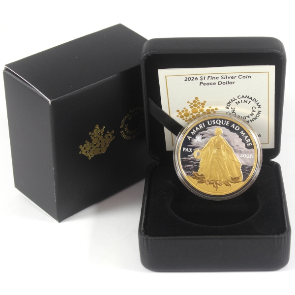 2026 $1 Peace Dollar 1oz .9999 Fine Silver Coin w/ Selective Gold Plating (Tax Exempt)