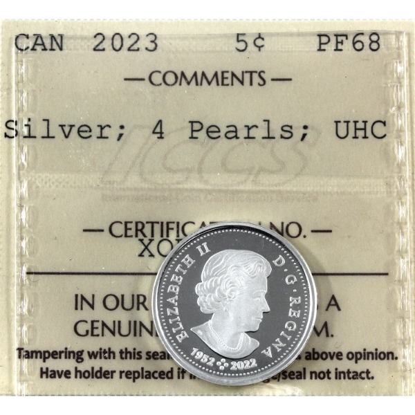 5-cent Silver 2023 4 Pearls ICCS PF68 UHC