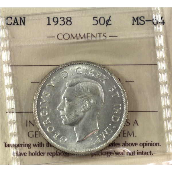 50-cent 1938 ICCS MS64
