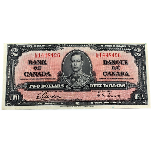 BC-22b 1937 $2 VF-EF Gordon-Towers SN: L/B1448426 