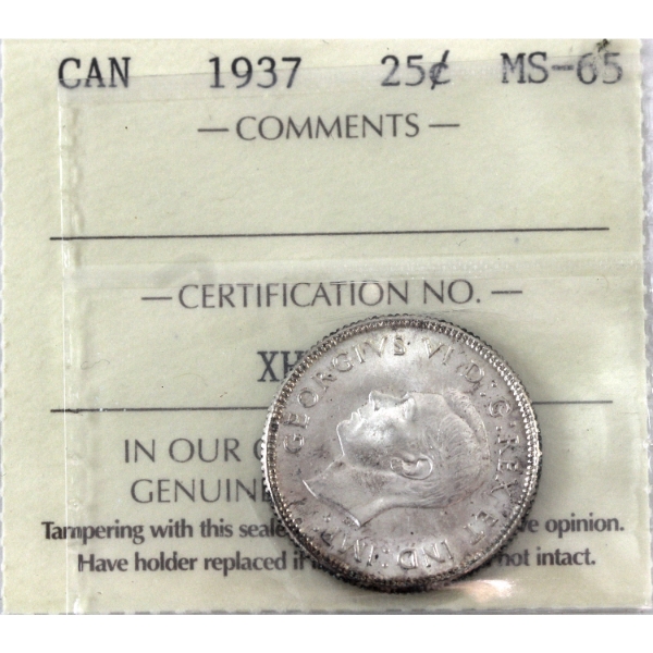 25-cent 1937 ICCS MS65