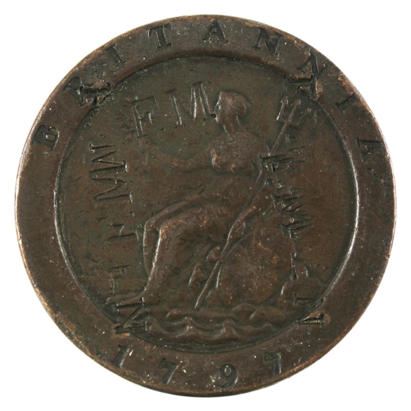 Great Britain 1797 2 Pence VF Counterstamped F.M.