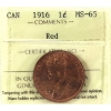 Image 1 : 1-cent 1916 ICCS MS65 Red