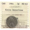 Image 1 : 5-cent 1964 Extra Waterline ICCS MS63