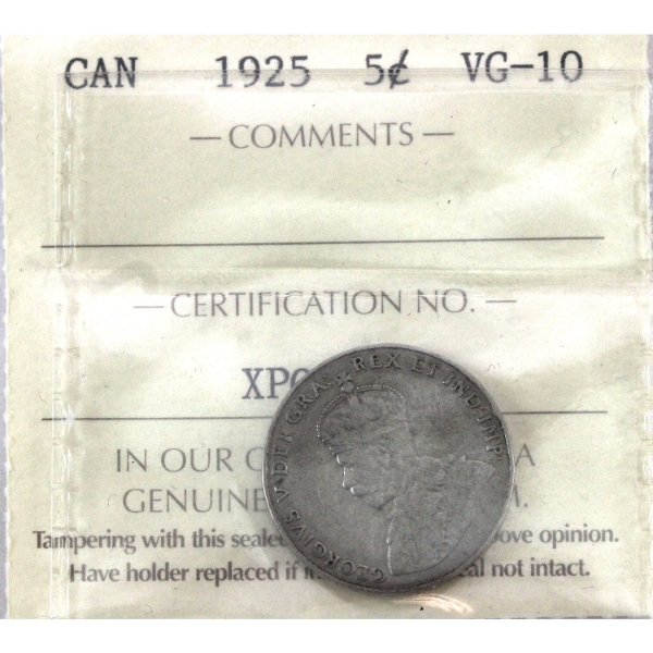 5-cent 1925 ICCS VG10