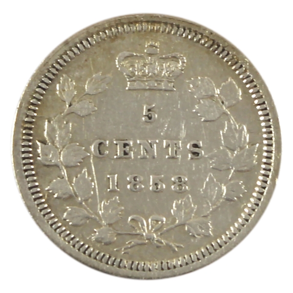 5-cent 1858 Large Date VF-EF