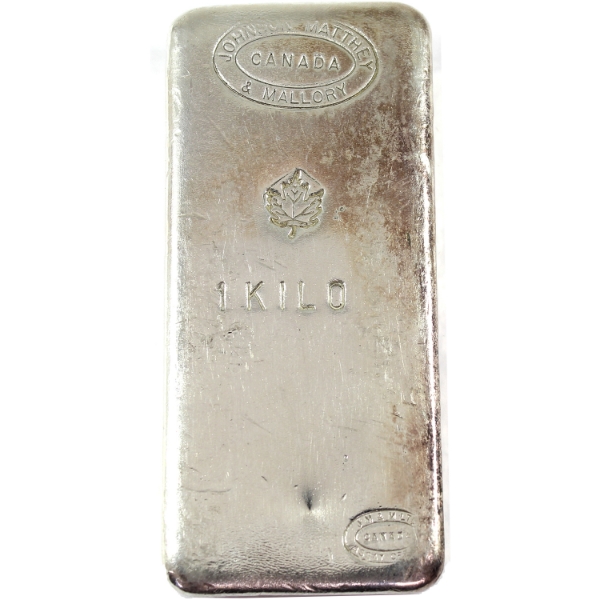 ERROR Kilo Johnson Matthey & Mallory Canada .999+ Silver Bar. Missing purity stamping! (Tax Exempt)