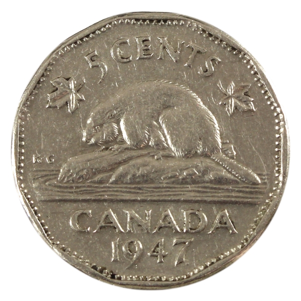 5-cent 1947 Dot & Dot Between A & D of Canada VF 
