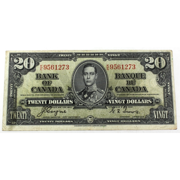BC-25c 1937 $20 EF Coyne-Towers SN: K/E9561273