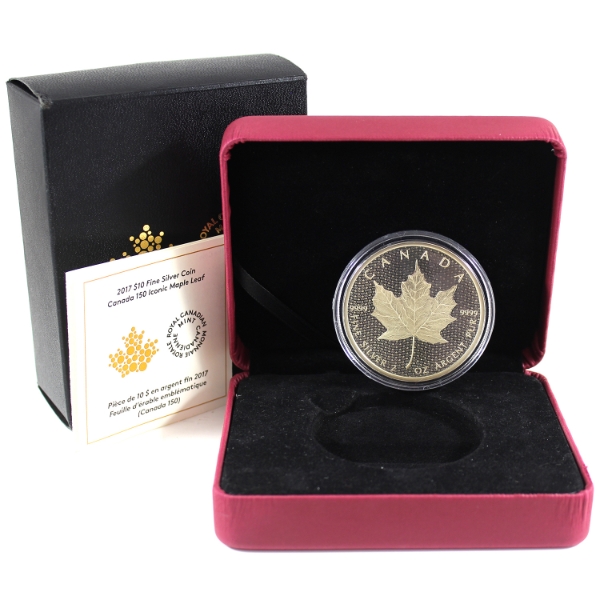 2017 $10 Canada 150 Iconic Maple Leaf 2oz .9999 Fine Silver Coin (Tax Exempt)