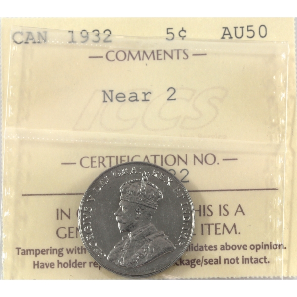 5-cent 1932 Near 2 ICCS AU50