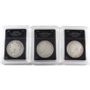 USA Silver 1891, 1892 & 1893 Morgan Dollar Bradford Authenticated. 3pcs.