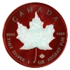 Image 1 : 2019 $5 Red 1oz .9999 Fine Silver Maple with Real Opal Stone (Tax Exempt)