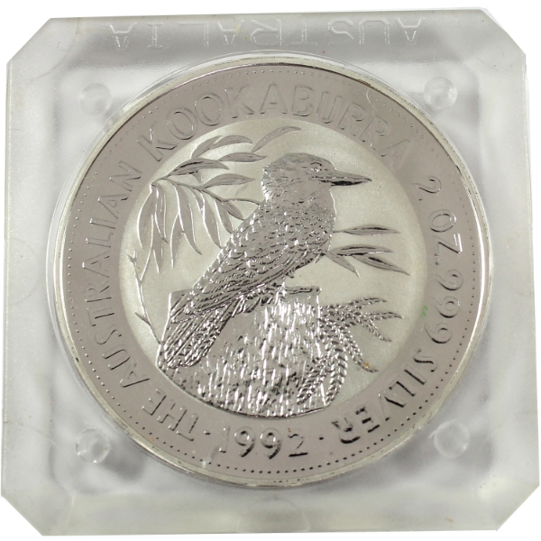 2oz Australia 1992 $2 Kookaburra .999 Fine Silver Round (Tax Exempt)