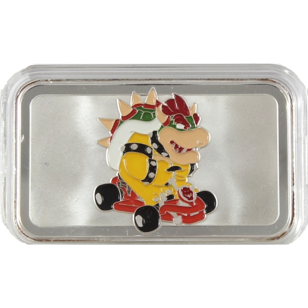 Rare! 1oz Nintendo Mario Kart- Bowser .999 Fine Silver Bar (Tax Exempt)