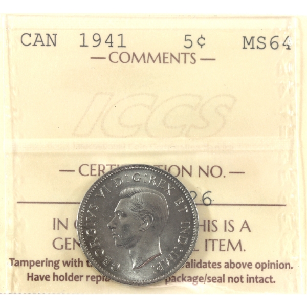 5-cent 1941 ICCS MS64