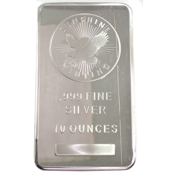 10oz Sunshine Mint .999 Fine Silver Bar (Tax Exempt)