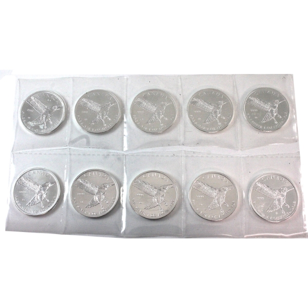 10x 1oz 2015 Birds of Prey - Red Tailed Hawk .9999 Fine Silver Coins (sealed). 10pcs. (Tax Exempt)