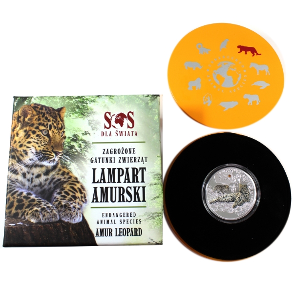 Niue Silver 2015 $1 SOS Endangered Animal Species- Amur Leopard 1/2oz .999 Fine Silver Coin