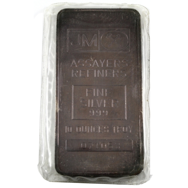 10oz Johnson Matthey .999 Fine Silver Bar (Tax Exempt)