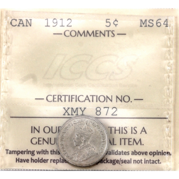 5-cent 1912 ICCS MS64
