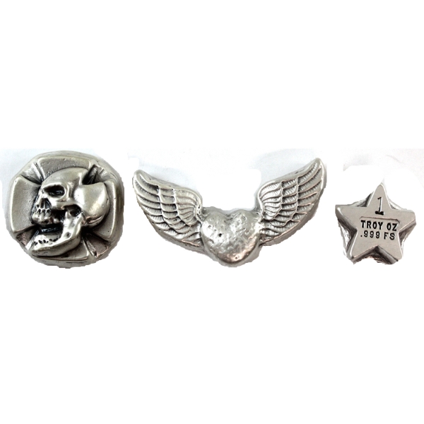 6oz Lot Total! Bison Bullion .999 Silver, Shaped & Sealed. 3pcs. (Tax Exempt)