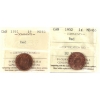 Image 1 : 1-cent 1951 & 1952 ICCS MS65 Red. 2pcs.