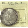 Image 1 : Silver $1 1937 ICCS MS64