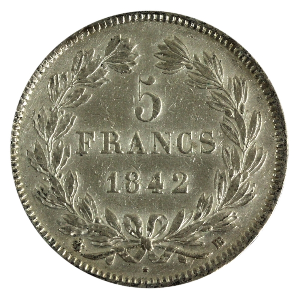 France Silver 1842BB 5 Francs EF