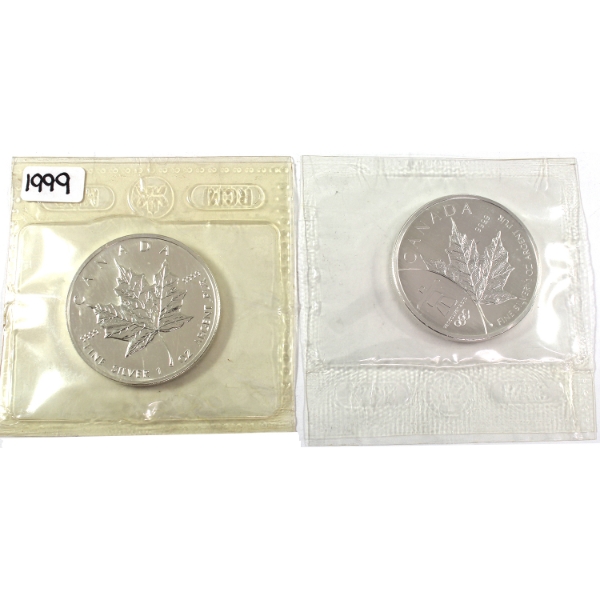 2x 1oz 1999 & 2008 Olympics SML .9999 Fine Silver Rounds. 2pcs. (Tax Exempt)