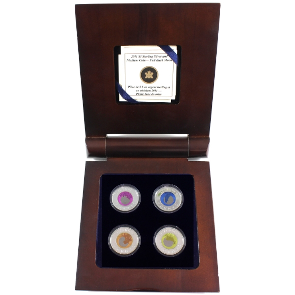2011-2012 $5 Full Moon Bi-Annual Continuity Series 4-Coin Set in Deluxe Wooden Box