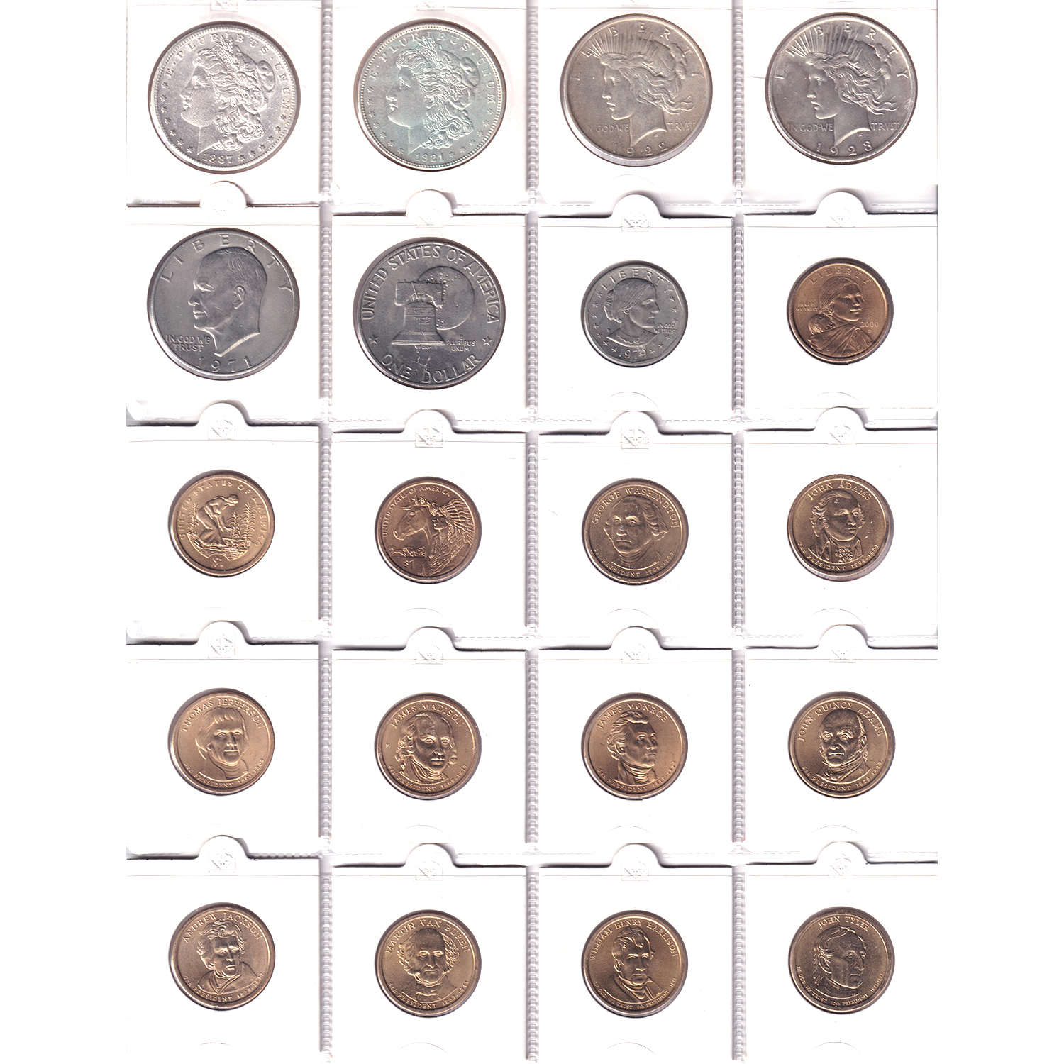 USA 1853-2000's Mixed Denomination Historic Coins in 3 Ring Binder. 140pcs.