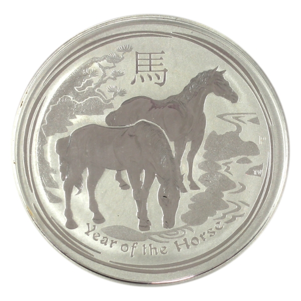 2oz Australia 2014 $2 Year of the Horse .999 Fine Silver Coin (Tax Exempt)