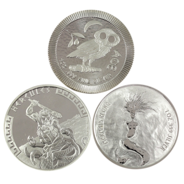 3x 1oz World 2017-2023 Mixed Denomination Assorted .999 Fine Silver Coins. 3pcs (Tax Exempt)