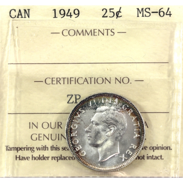 25-cent 1949 ICCS MS64