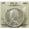 Image 1 : Silver $1 1966 Large Beads ICCS MS65