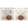1-cent 1936 Pittman Sale MS63 & 1937 MS65 ICCS Red. 2pcs.