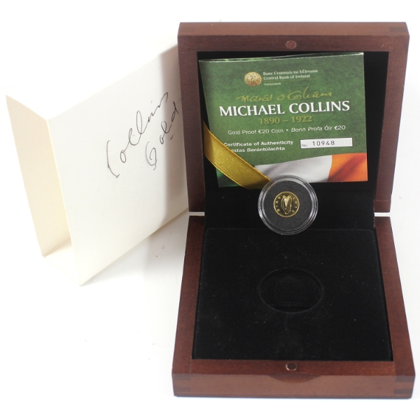 Ireland Gold 2012 20 Euro 90th Anniv. Of the Death of Michael Collins 0.5g .999 Fine Gold